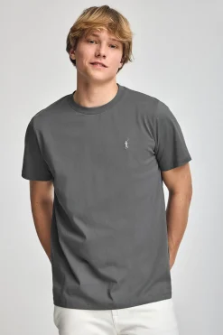 Polo Club T-Shirts*T-shirt gris chiné à col ras du cou et broderie Rigby Go Asphalte