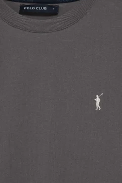 Polo Club T-Shirts*T-shirt gris chiné à col ras du cou et broderie Rigby Go Asphalte