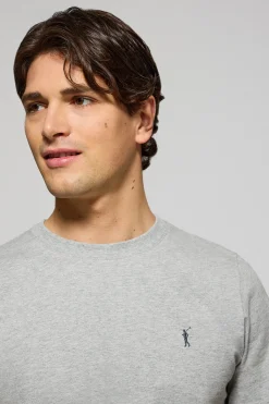 Polo Club T-Shirts*T-shirt gris chiné à col ras du cou et broderie Rigby Go Gris Vigore