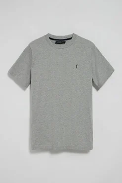 Polo Club T-Shirts*T-shirt gris chiné à col ras du cou et broderie Rigby Go Gris Vigore
