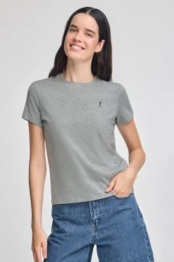 Polo Club T-Shirts*T-shirt gris chiné à col rond et broderie Rigby Go Gris Vigore