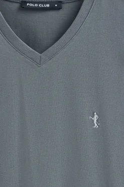 Polo Club T-Shirts*T-shirt à manches courtes et col en V avec broderie Rigby Best Gris Pierre
