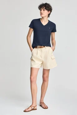 Polo Club T-Shirts*T-shirt noir à col en V avec broderie Rigby Best Bleu Marine
