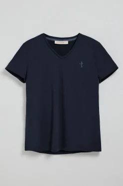 Polo Club T-Shirts*T-shirt noir à col en V avec broderie Rigby Best Bleu Marine