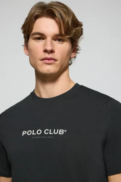 Polo Club T-Shirts*T-shirt à col ras cou et logo caoutchouté Noir
