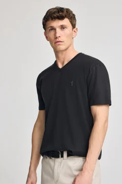 Polo Club T-Shirts*T-shirt à manches courtes et col en V avec broderie Rigby Best Noir