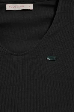 Polo Club T-Shirts*T-shirt Penelope avec bouton nacré Noir