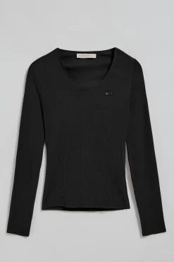 Polo Club T-Shirts*T-shirt Penelope avec bouton nacré Noir