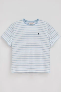 Polo Club T-Shirts*T-shirt rayé bleu clair et beige avec monogramme brodé Bleu ciel