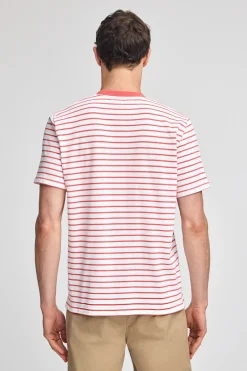 Polo Club T-Shirts*T-shirt rayé corail et beige avec monogramme brodé Coral