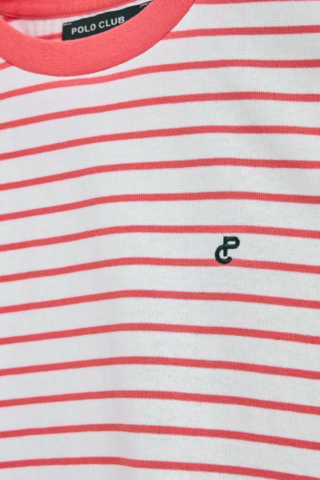 Polo Club T-Shirts*T-shirt rayé corail et beige avec monogramme brodé Coral