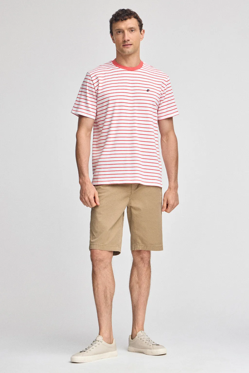 Polo Club T-Shirts*T-shirt rayé corail et beige avec monogramme brodé Coral