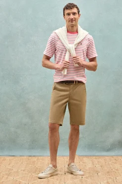 Polo Club T-Shirts*T-shirt rayé corail et beige avec monogramme brodé Coral