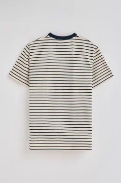 Polo Club T-Shirts*T-shirt rayé marine et beige avec monogramme brodé Bleu Marine