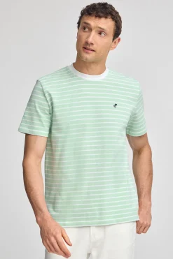 Polo Club T-Shirts*T-shirt rayé et beige avec monogramme brodé Menthe
