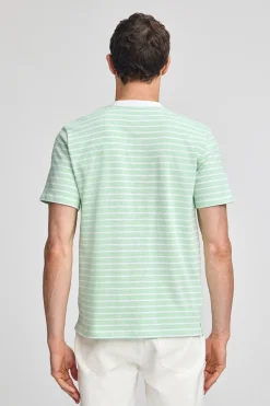 Polo Club T-Shirts*T-shirt rayé et beige avec monogramme brodé Menthe