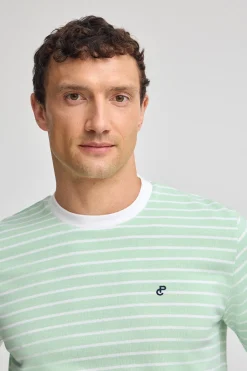 Polo Club T-Shirts*T-shirt rayé et beige avec monogramme brodé Menthe