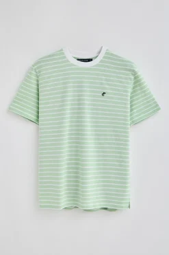 Polo Club T-Shirts*T-shirt rayé et beige avec monogramme brodé Menthe