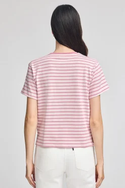 Polo Club T-Shirts*T-shirt rayé rose pastel et beige avec monogramme brodé Rose poudré