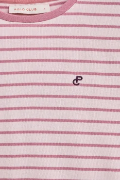 Polo Club T-Shirts*T-shirt rayé rose pastel et beige avec monogramme brodé Rose poudré