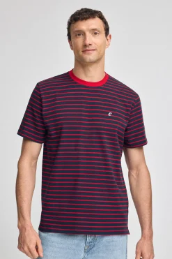 Polo Club T-Shirts*T-shirt rayé et bleu marine avec monogramme brodé Rouge