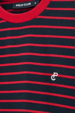Polo Club T-Shirts*T-shirt rayé et bleu marine avec monogramme brodé Rouge