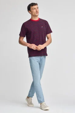 Polo Club T-Shirts*T-shirt rayé et bleu marine avec monogramme brodé Rouge