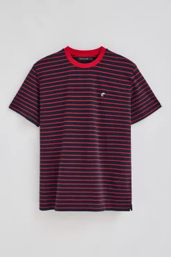 Polo Club T-Shirts*T-shirt rayé et bleu marine avec monogramme brodé Rouge