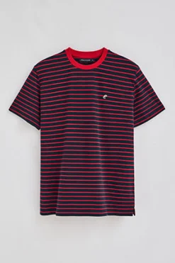 Polo Club T-Shirts*T-shirt rayé et bleu marine avec monogramme brodé Rouge