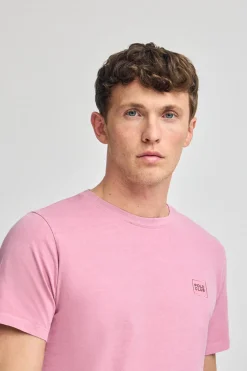 Polo Club T-Shirts*T-shirt rose pastel garment dye avec détail Rose poudré