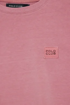 Polo Club T-Shirts*T-shirt rose pastel garment dye avec détail Rose poudré