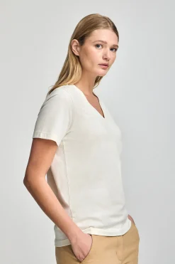 Polo Club T-Shirts*T-shirt Turia couleur crème à effet pêche bleu marine avec imprimé caoutchouté Beige