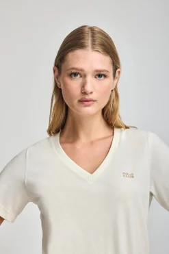 Polo Club T-Shirts*T-shirt Turia couleur crème à effet pêche bleu marine avec imprimé caoutchouté Beige
