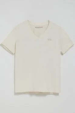Polo Club T-Shirts*T-shirt Turia couleur crème à effet pêche bleu marine avec imprimé caoutchouté Beige