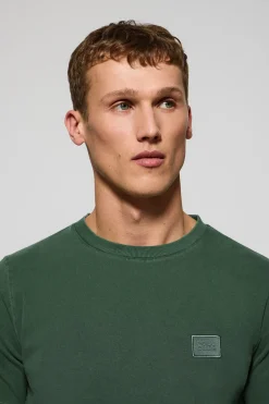 Polo Club T-Shirts*T-shirt vert à col ras cou teint sur le tissu et logo caoutchouté Vert chaud