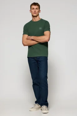 Polo Club T-Shirts*T-shirt vert à col ras cou teint sur le tissu et logo caoutchouté Vert chaud
