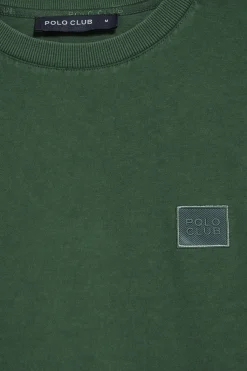Polo Club T-Shirts*T-shirt vert à col ras cou teint sur le tissu et logo caoutchouté Vert chaud