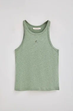 Polo Club T-Shirts*T-shirt en lin et coton avec monogramme brodé Vert jade