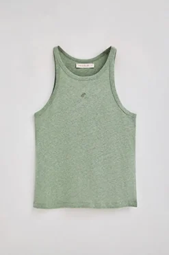 Polo Club T-Shirts*T-shirt en lin et coton avec monogramme brodé Vert jade