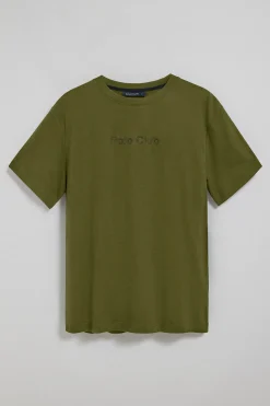 Polo Club T-Shirts*T-shirt vert à manches courtes et col ras du cou avec logo Kaki