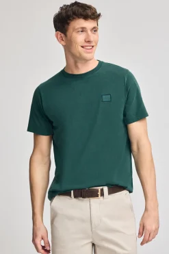 Polo Club T-Shirts*T-shirt vert émeraude garment dye avec détail Émeraude foncée