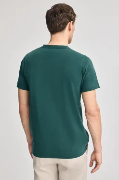Polo Club T-Shirts*T-shirt vert émeraude garment dye avec détail Émeraude foncée