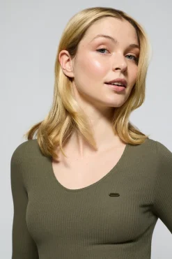 Polo Club T-Shirts*T-shirt Penelope avec bouton nacré Vert militaire