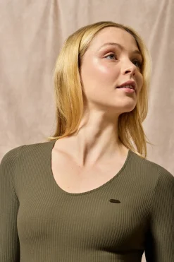 Polo Club T-Shirts*T-shirt Penelope avec bouton nacré Vert militaire