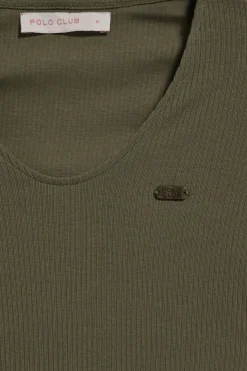 Polo Club T-Shirts*T-shirt Penelope avec bouton nacré Vert militaire