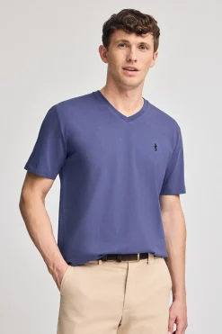 Polo Club T-Shirts*T-shirt violet bleuté à manches courtes et col en V avec broderie Rigby Best Bleu Violet