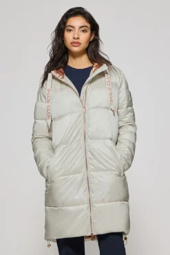 Polo Club Vestes*Veste gris perle et matelassée Rose à capuche fixe avec écusson Glace