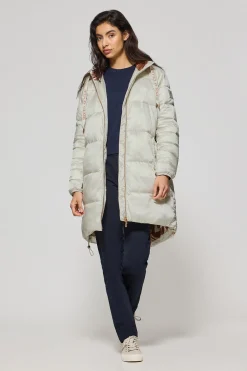 Polo Club Vestes*Veste gris perle et matelassée Rose à capuche fixe avec écusson Glace