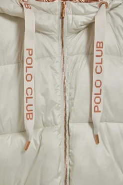 Polo Club Vestes*Veste gris perle et matelassée Rose à capuche fixe avec écusson Glace