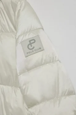 Polo Club Vestes*Veste gris perle et matelassée Rose à capuche fixe avec écusson Glace